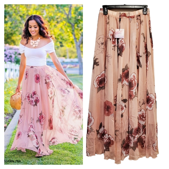 Chicwish Dresses & Skirts - ChicWish Women's Lined Panache Maxi Skirt  Pink Rose Size Medium NWT